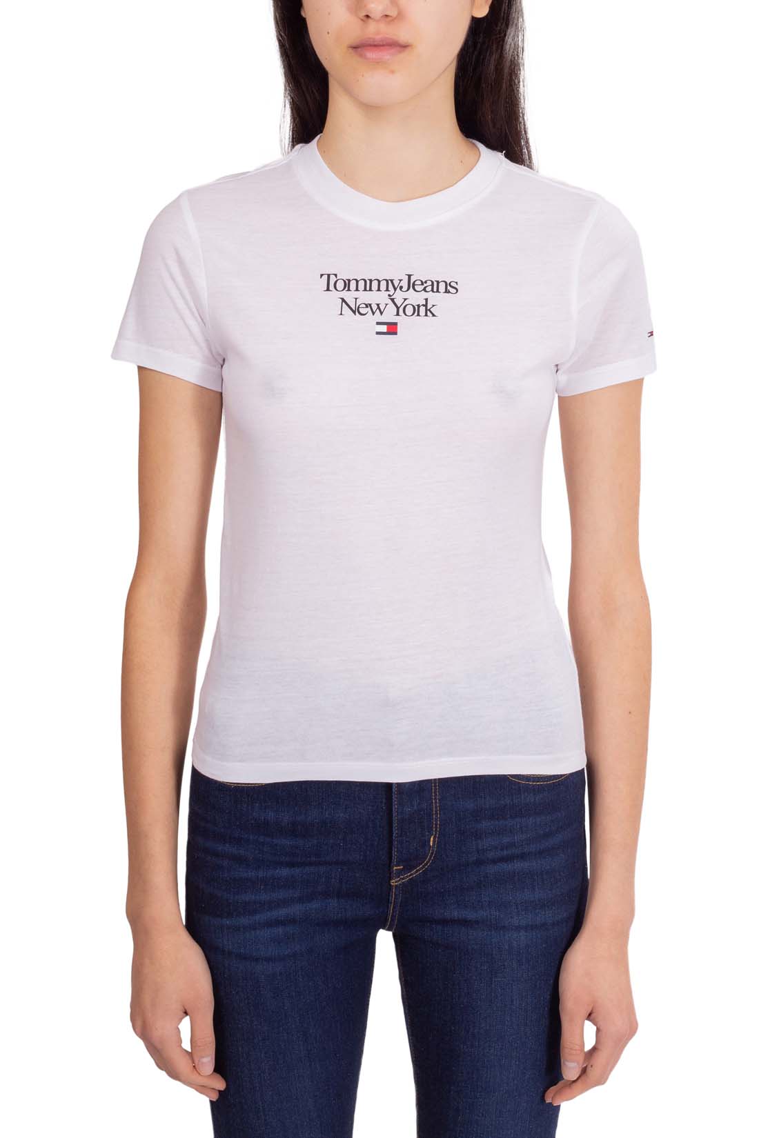 TOMMY JEANS - T-shirt donna corta slim con logo  - Taglia S