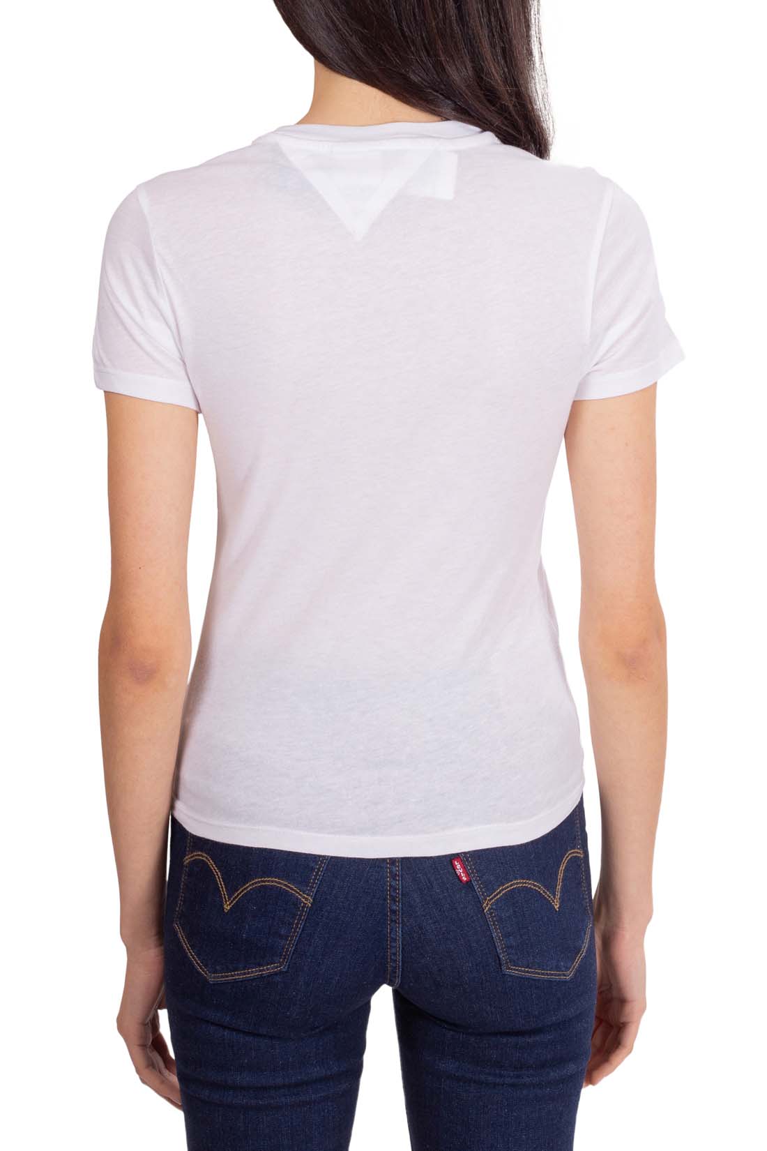 TOMMY JEANS - T-shirt donna corta slim con logo  - Taglia S