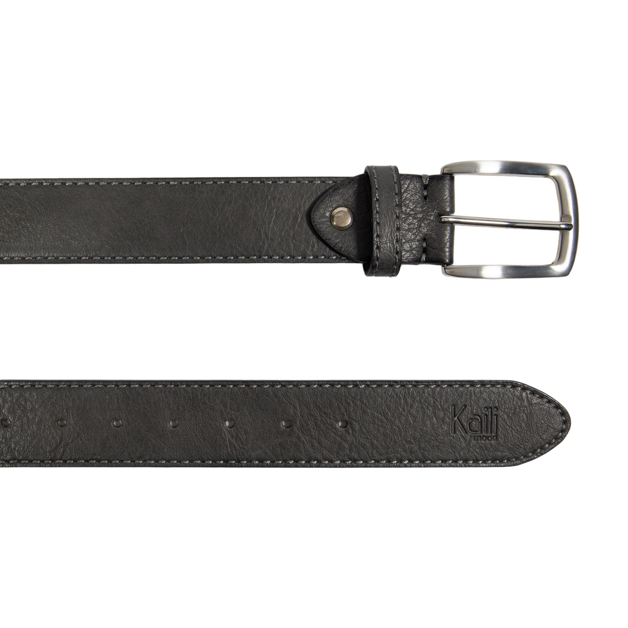 K4008KB | Men's Belt in Leather Lining Pu Finish. Anthracite color. Size: 125 x 3.8 x 0.5 cm (waist 110 cm). Packaging: hard bottom/cover Gift Box